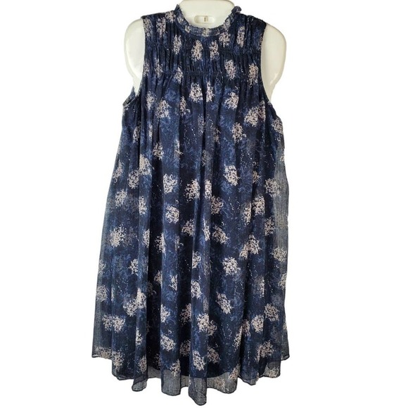 Joie Baltic Print Swing Mini Casual Ruffled Neckline Dress Size Extra Small New - Picture 2 of 11